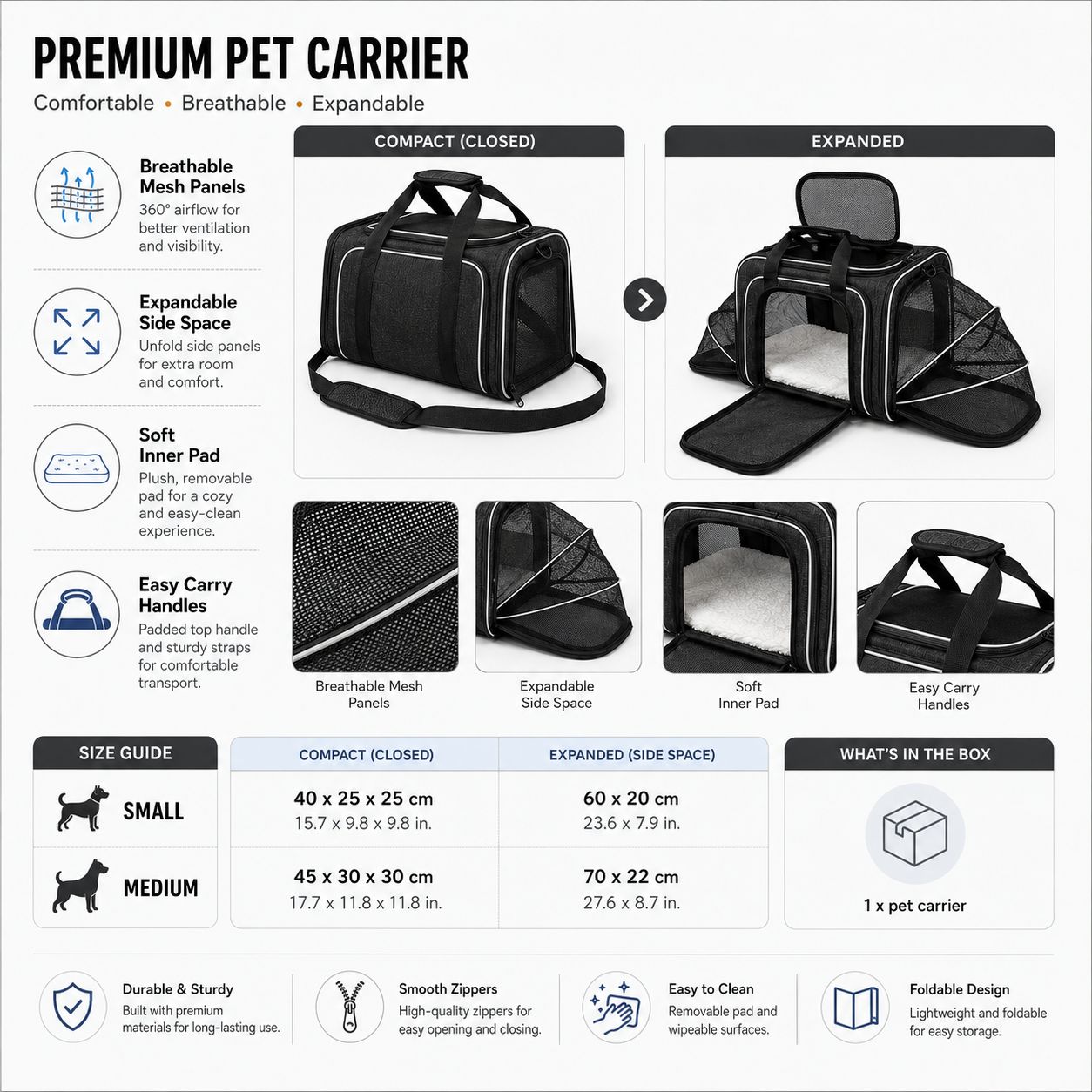 Breathable Mesh Pet Carrier Expandable Stress Free Travel