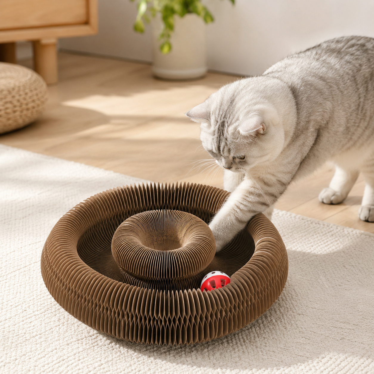 Cardboard Cat Maze Foldable Scratcher Interactive Play