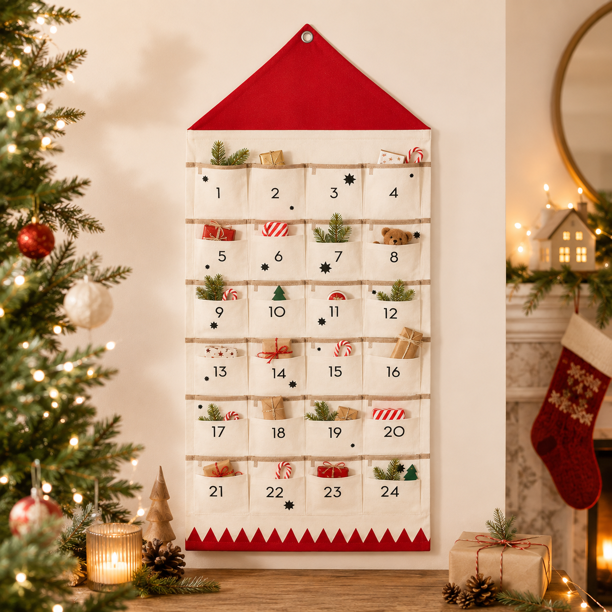 Personalized Christmas Countdown Calendar Fabric Design