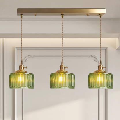 Green Glass Pendant Light Adjustable Hanging