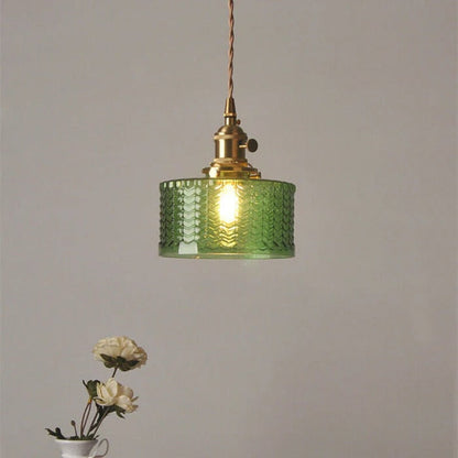 Green Glass Pendant Light Adjustable Hanging