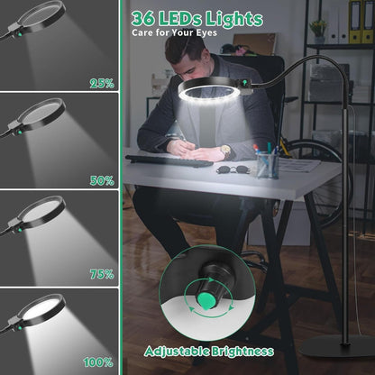 Magnifying Lamp LED Reading Glass Desk Mount