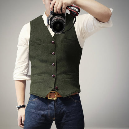Men's Button-Up Vest Sleeveless Casual | Formal Wear