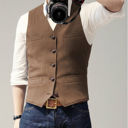 Men's Button-Up Vest Sleeveless Casual | Formal Wear