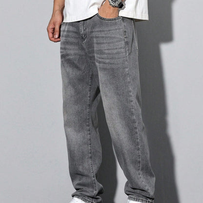 Men's Straight Leg Washed Jeans | Casual Wear
