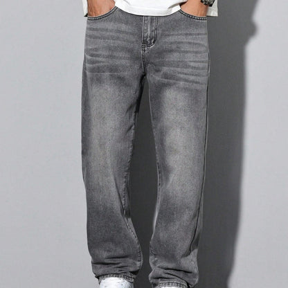 Men's Straight Leg Washed Jeans | Casual Wear