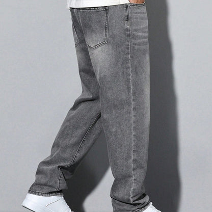Men's Straight Leg Washed Jeans | Casual Wear