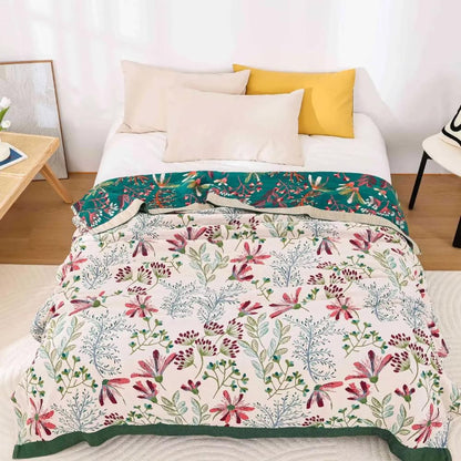 Throw Blanket Cotton Fluffy Decorative Floral Design