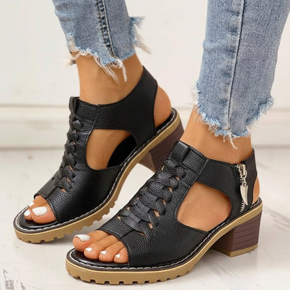 Women's Chunky Heeled Sandals Peep Toe | Fashion Sandals